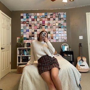 Plaid Mini Skirt Red Black and Grey